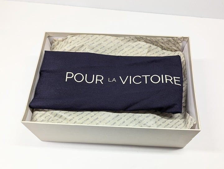 Pour La Victoire Women's Korrine Leather Heel Mules Champagne Size 7 (MSRP $245)