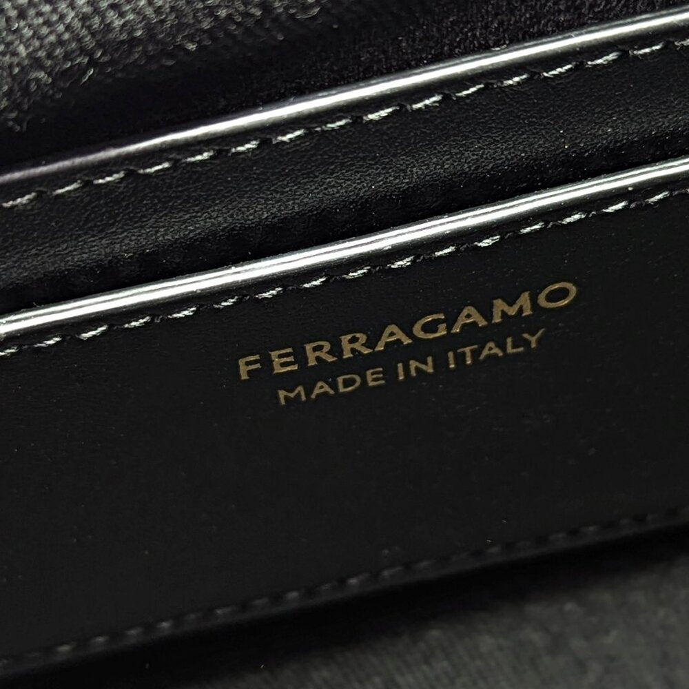Ferragamo Rainbow Quilted Black Leather Hobo Crossbody Bag (MSRP $1,650)