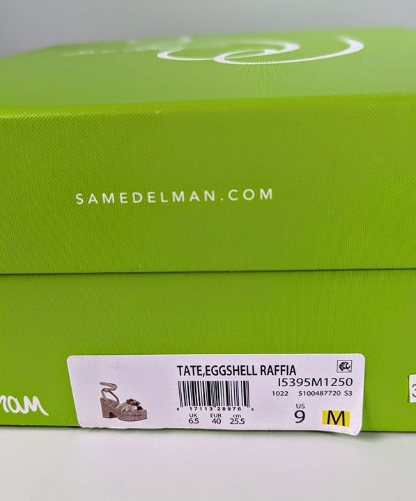 Sam Edelman Women's Tate Woven Raffia Ankle-Strap Platform Size 9 (MSRP $170)