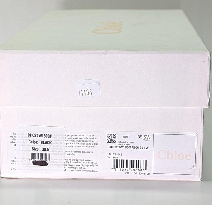 Chloe Women's Lauren Ballet Flats Black Scallop Leather Size 38.5 (MSRP $595)