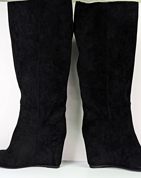 Jeffrey Campbell Women's Katerina Wedge Heel Boots Black Suede Size 10 MSRP $275