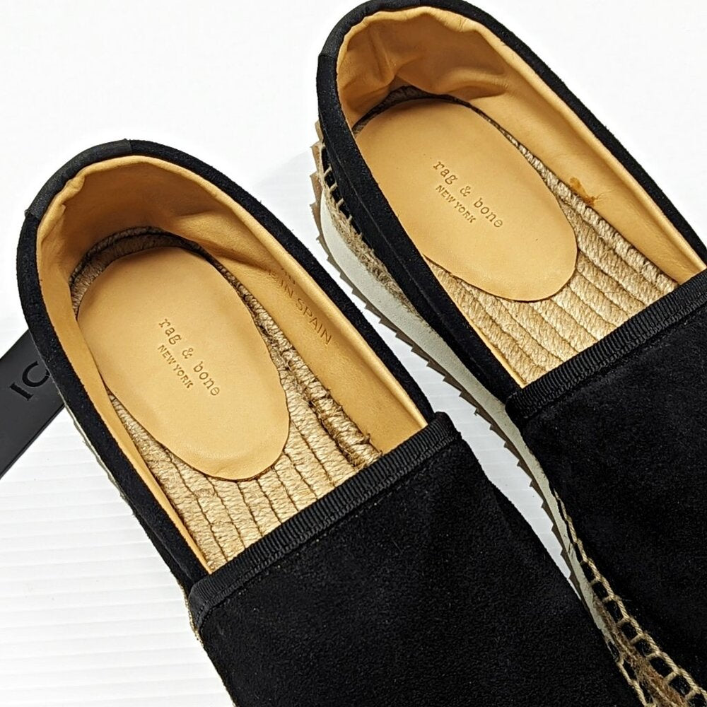Rag & Bone Women's Espadrille Runner Black Suede Flats Size 40 EU (MSRP $295)