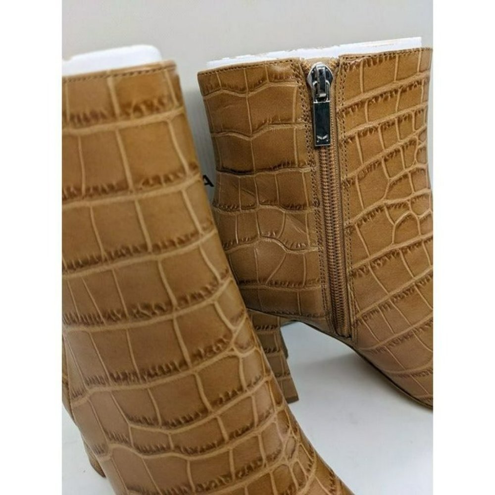Marc Fisher LTD Womens Daith Leather Embossed Dress Boots Tan Size 5.5 M (MSRP $210)