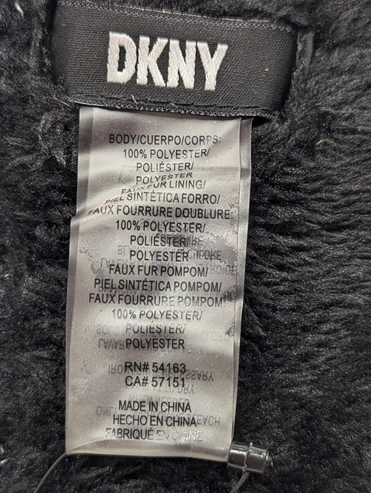 DKNY Women's Speckle Faux Fur Black Beanie O/S (MSRP $48)
