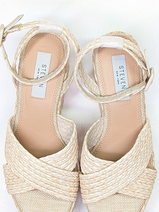 Steven New York Ramey Espadrille Platform Wedge Raffia Sandal Size 7.5 MSRP $130
