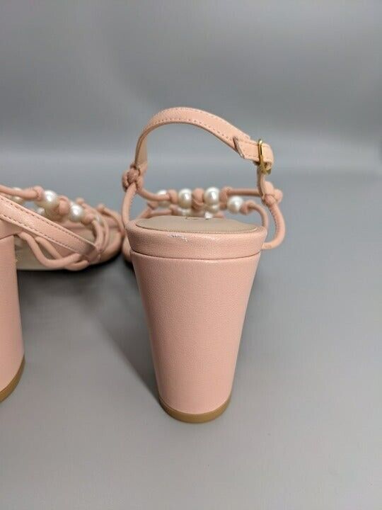 Stuart Weitzman Women's Pearl Knot Block-Heel Sandals Size 8 B (MSRP $495)