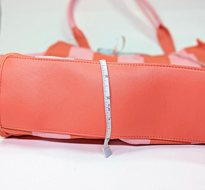 On 34th Cynthiah Extra Large Canvas Shoulder Tote Bag Pink Stripe (MSRP $90)