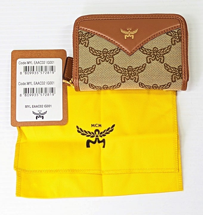 MCM Himmel Fabric Zip Around Logo Wallet (MSRP $310)