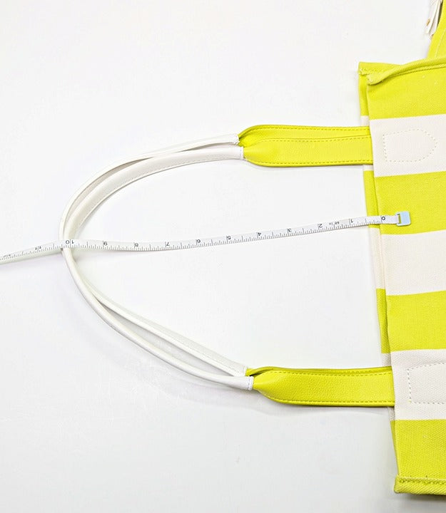 On 34th Cynthiah Extra Large Canvas Shoulder Tote Bag Lemonlime Stripe MSRP $90