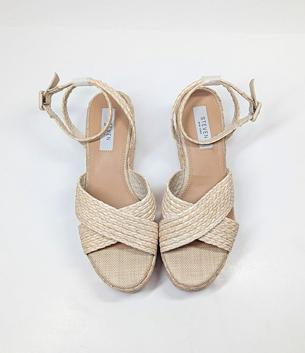 Steven New York Ramey Espadrille Platform Wedge Raffia Sandal Size 8 (MSRP $130)