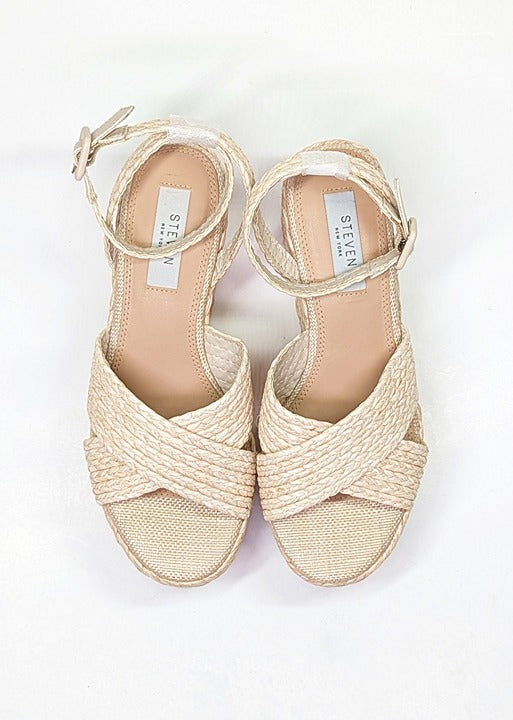Steven New York Ramey Espadrille Platform Wedge Raffia Sandal Size 7.5 MSRP $130