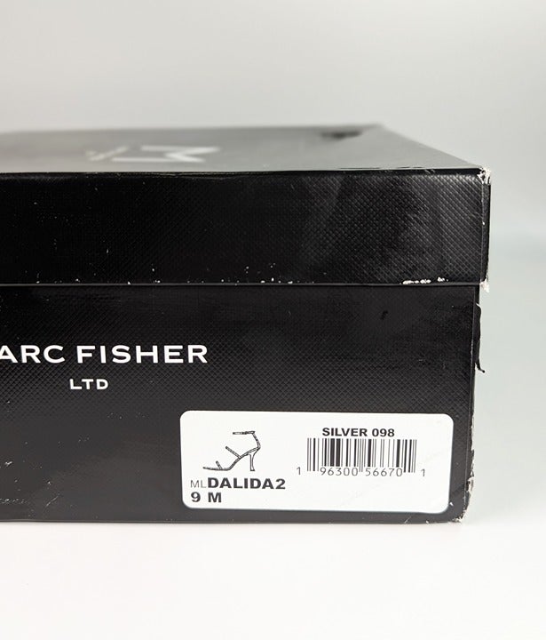 Marc Fisher Women's Dalida Embossed Silver Strappy Sandals Size 9 (MSRP $99)