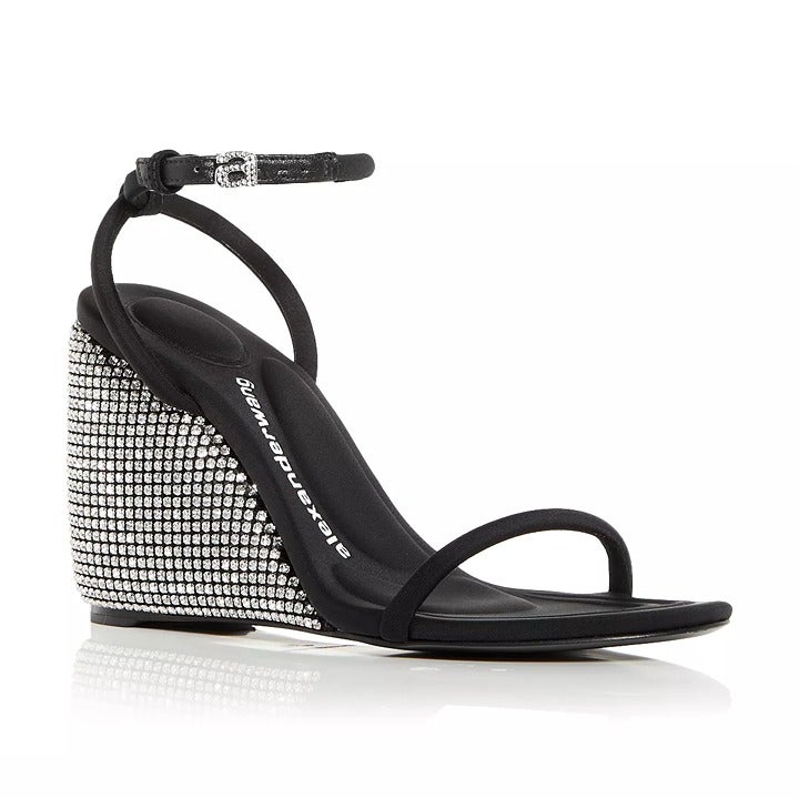 Alexander Wang Women's Dahlia Crystal Embellished Wedge Sandal Size 38 MSRP $850