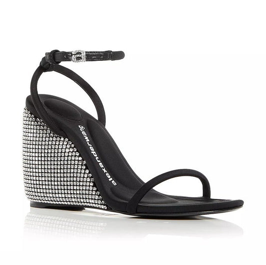 Alexander Wang Women's Dahlia Crystal Embellished Wedge Sandal Size 38 MSRP $850