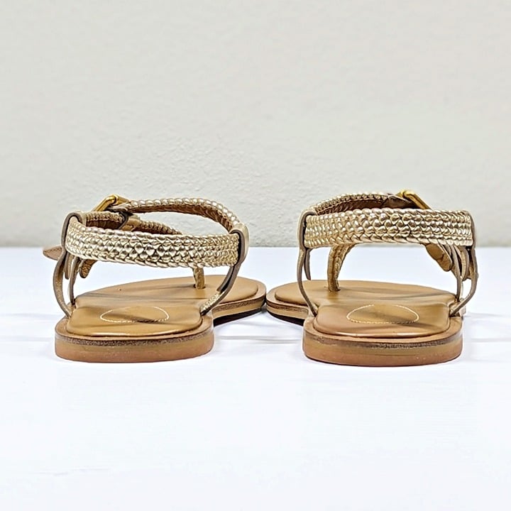 See by Chloé Women's Nola Gold Braided Strap Thong Sandals Size 37 (MSRP $325)