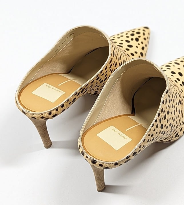 Dolce Vita Women's Cinda High-Heeled Leopard Calf Hair Mules Size 10 (MSRP $198)