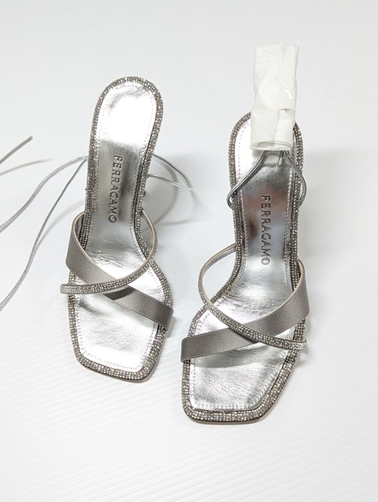 Ferragamo Women's Allegra Embellished High Heel Sandals Size 8 (MSRP $1,450)