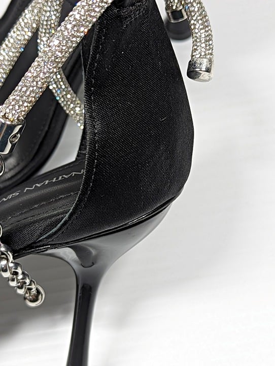 Jonathan Simkhai Dalton Women's Crystal Knot Black Sandal Size 37 EU (MSRP $595)