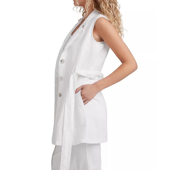 Bella Dahl Women's White Linen Belted Blazer Dress Size XS (MSRP $245)