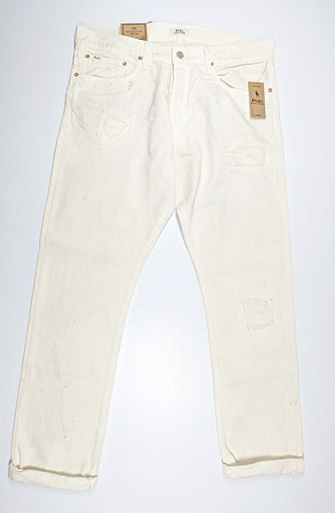 Polo Ralph Lauren Men's Sullivan Slim Distressed Jean White Size 34 (MSRP $198)
