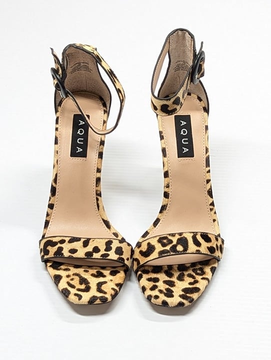 Aqua Women's Seven Leopard Print Calf Hair High-Heel Sandals Size 7 (MSRP $119)
