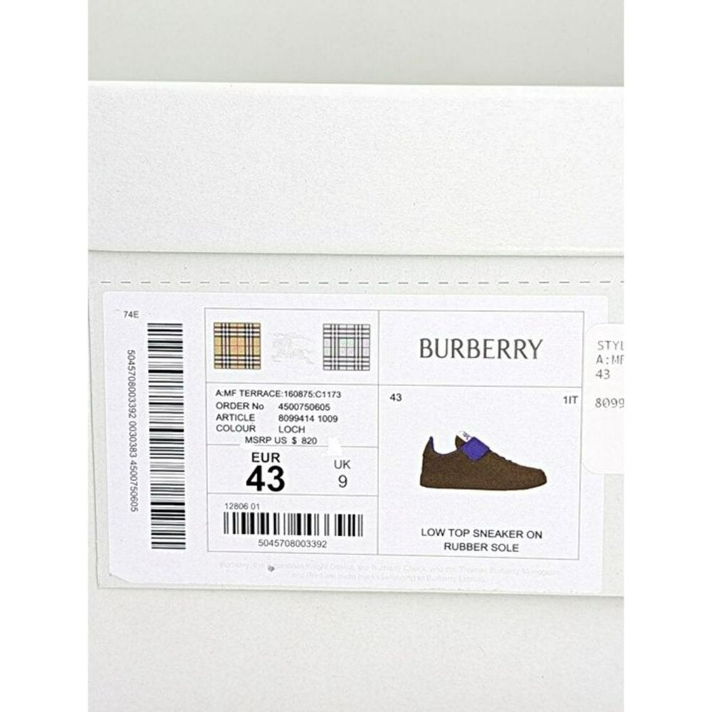 Burberry Men's Terrace Low Top Leather Sneakers in Loch Size 43 (MSRP $820)
