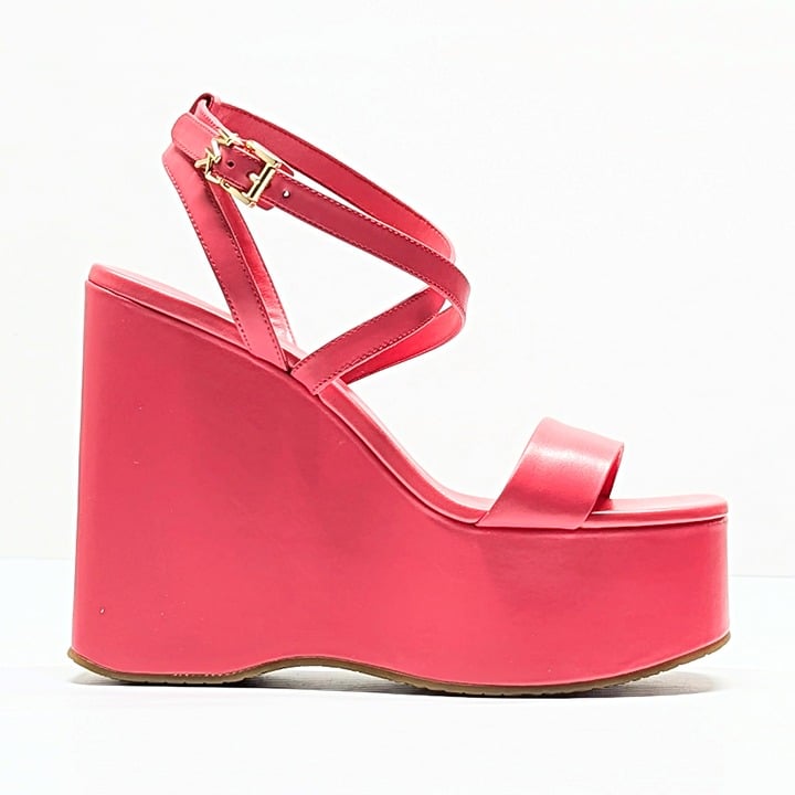 Michael Kors Women's Paola Strappy Platform Wedge Sandals Pink Size 8 MSRP $155