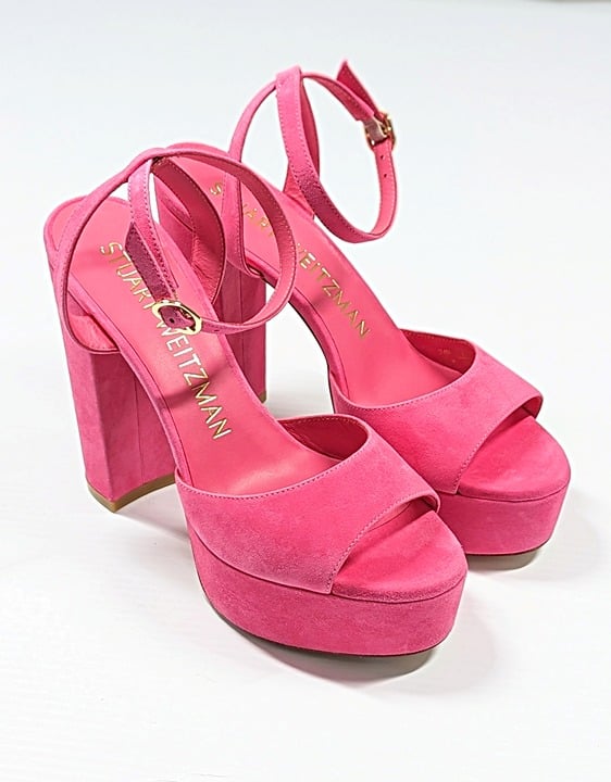 Stuart Weitzman Women's Ryder II Ankle Strap Heel Platform Size 37 (MSRP $495)