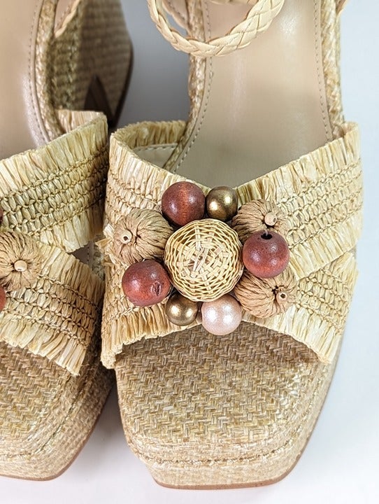 Sam Edelman Women's Tate Woven Raffia Ankle-Strap Platform Size 9 (MSRP $170)