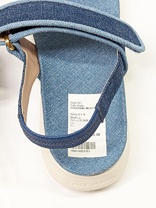 Cole Haan Meritt Women's Zerogrand Denim Platform Sandals Size 8.5 (MSRP $175)