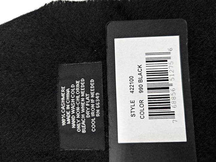 V Fraas Unisex 100% Cashmere Black Solid Scarf Twist Fringe O/S (MSRP $168)