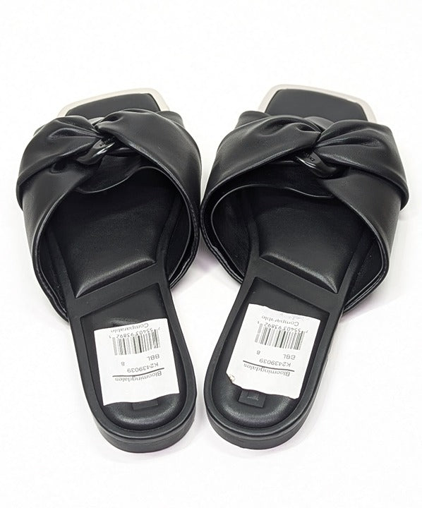 NWOB DKNY Women's Doretta Black Square Toe Slide Sandals Size 8 (MSRP $120)