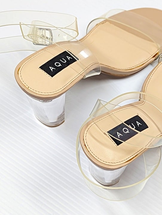 Aqua Women's Luna Clear High-Heel Sandals Size 9 M (MSRP $129)