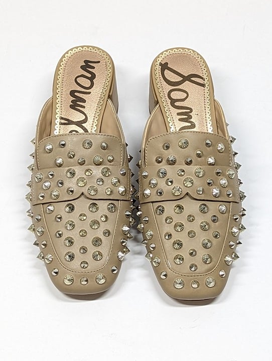 Sam Edelman Women's Augustus Nude Almond Toe Studded Mules Size 6 M (MSRP $150)
