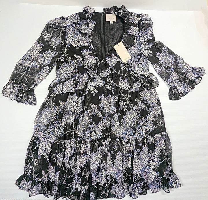 Cinq à Sept Emori Women's Floral Ruffle Minidress Size 0 (MSRP $395)