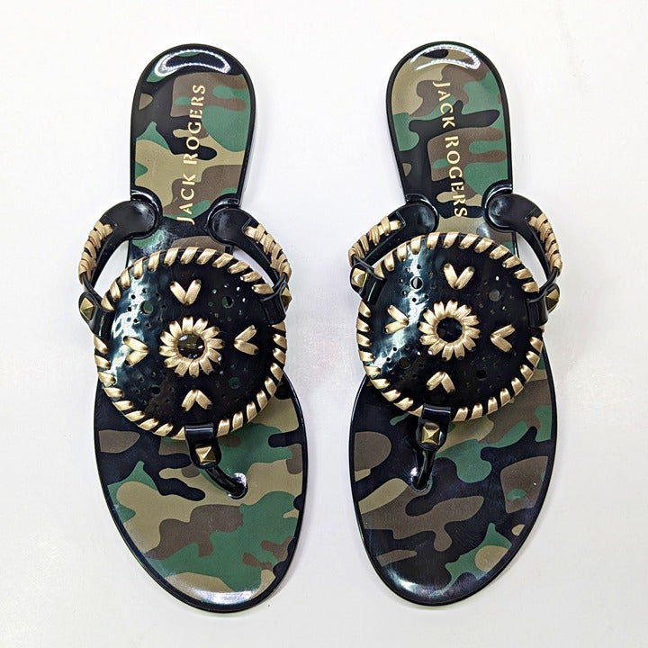 Jack Rogers Georgica Women's Jelly Camouflage Thong Sandals Size 9 (MSRP $60)