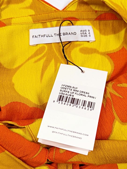 Faithfull The Brand Odette Floral Crepe Halterneck Dress Size S / US 4 MSRP $189