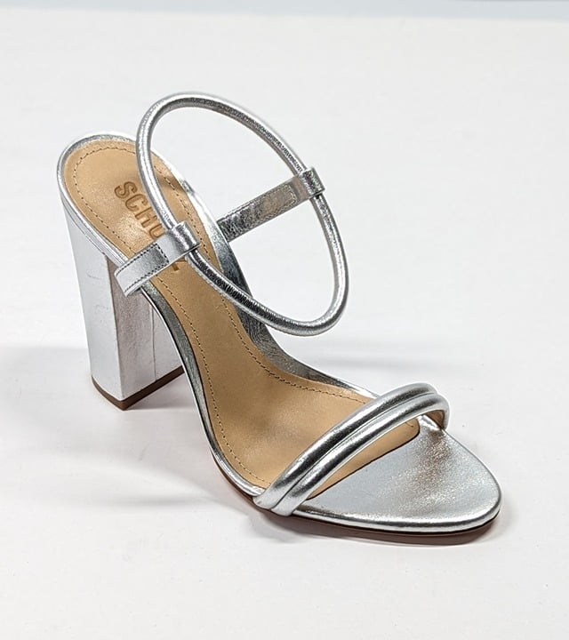 Schutz Women's Pincesa Silver Metallic High-Heel Sandals Size 6.5 B (MSRP $170)