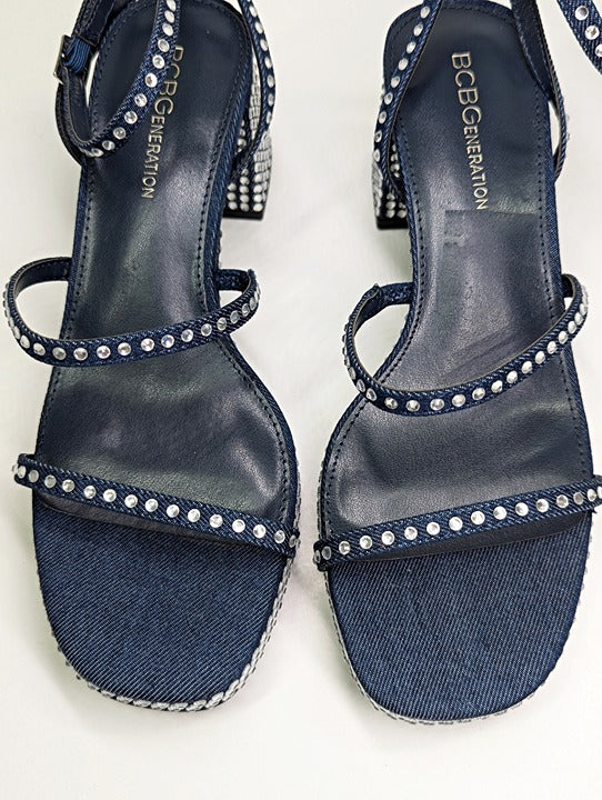 BCBGeneration Lissena-2 Women's Rhinestones Platform Sandals Size 7 MSRP $109