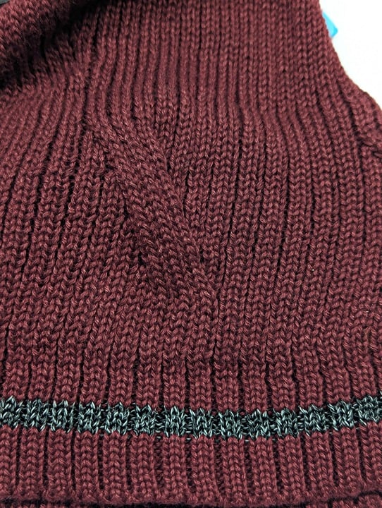 Isotoner Signature Women's Plum Reflective Stripe Pom Beanie O/S (MSRP $36)