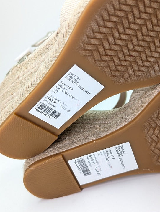 Cole Haan Cloudfeel Women's Espadrille Wedge Heels Linen Size 10 MSRP $160