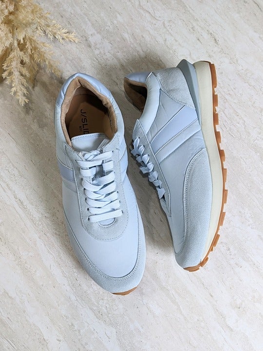 J/Slides Eddie Women's Sneaker Light Blue Suede/Nylon Size 10 M (MSRP $158)