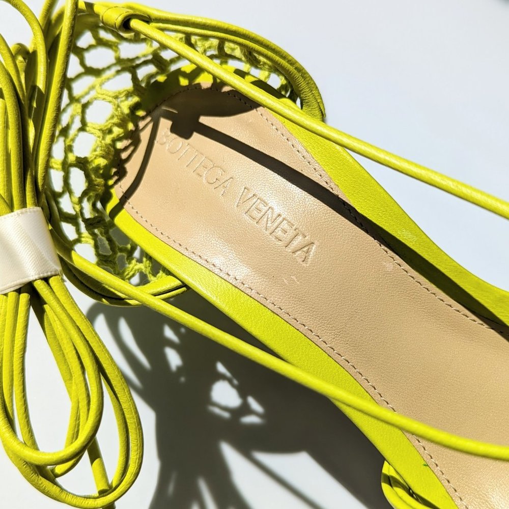 Bottega Veneta Women's Mesh High Heel Stretch Sandals Kiwi Size 36.5 MSRP $1,100