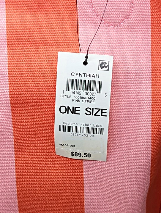 On 34th Cynthiah Extra Large Canvas Shoulder Tote Bag Pink Stripe (MSRP $90)