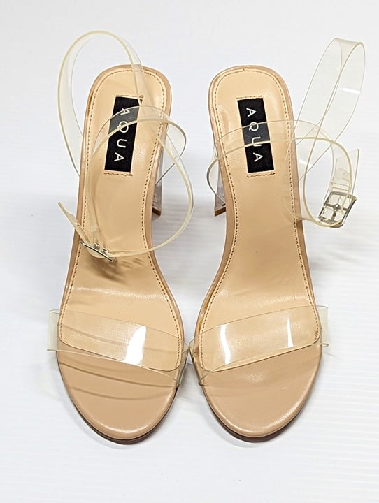 Aqua Women's Luna Clear High-Heel Sandals Size 9 M (MSRP $129)