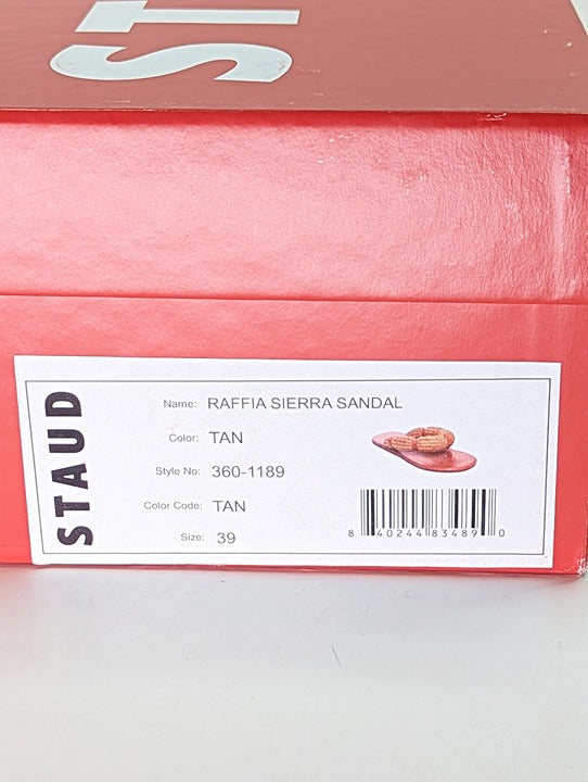 STAUD Women's Raffia Sierra Thong Sandals in Tan Size 39 (MSRP $250)
