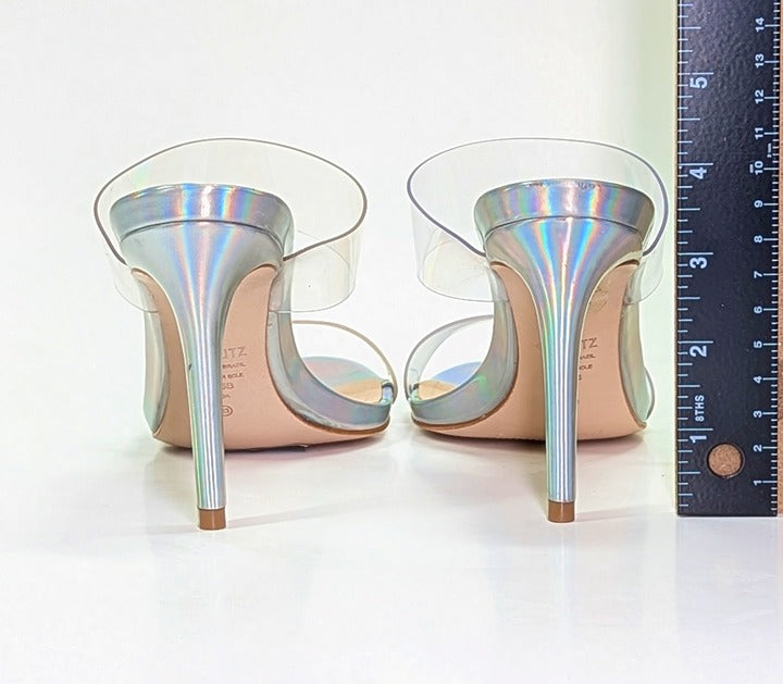 Schutz Women's Ariella Clear Strap High-Heel Slide Sandals Size 6.5 (MSRP $128)
