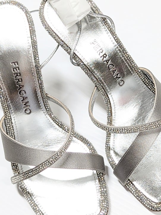 Ferragamo Women's Allegra Embellished High Heel Sandals Size 8 (MSRP $1,450)