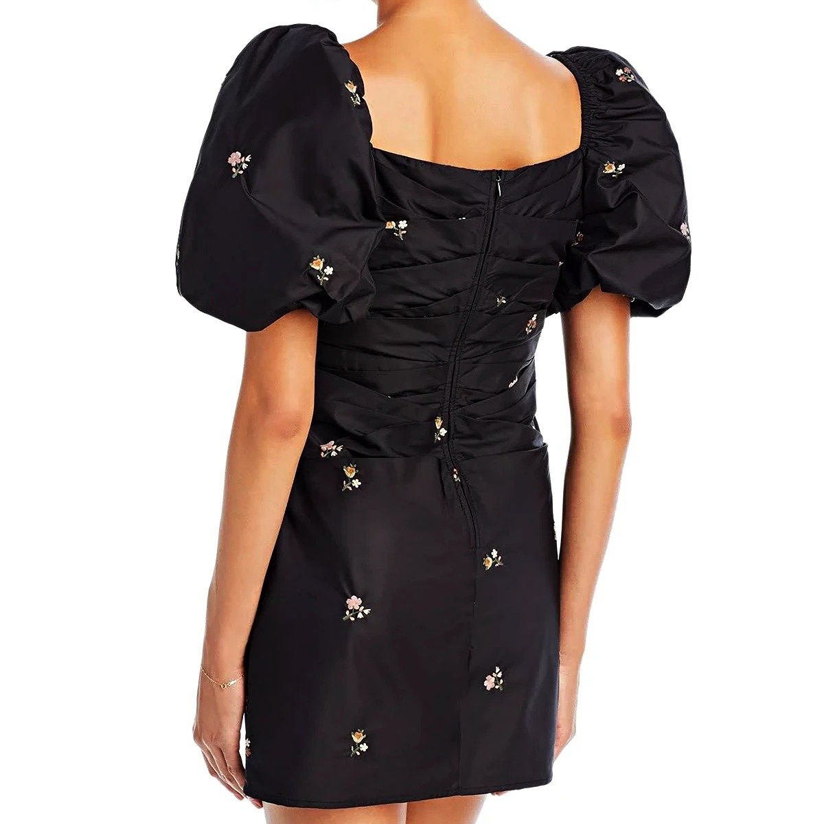 Sea Ny Women's Rubina Embroidered Taffeta Draped Mini Dress Size 4 (MSRP $425)