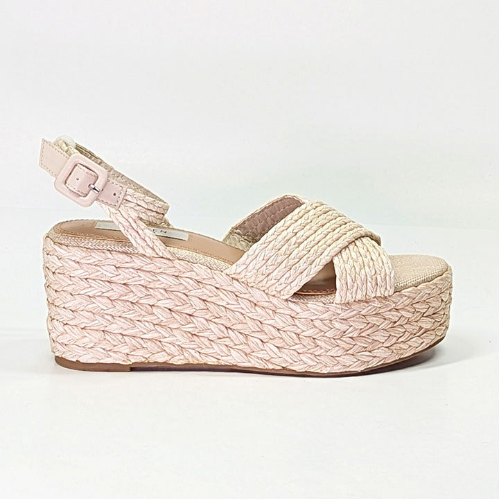 Steven New York Ramey Espadrille Platform Wedge Raffia Sandal Size 7.5 MSRP $130